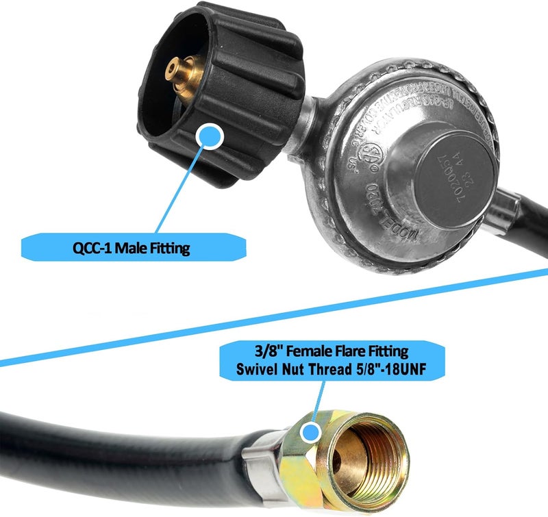 GrillAce Gas Grill Regulator and Hose, Replacement for Weber, Charbroil, Nexgrill Grill, Propane Patio Heater and Fire Pit... (8FT) - Image 5